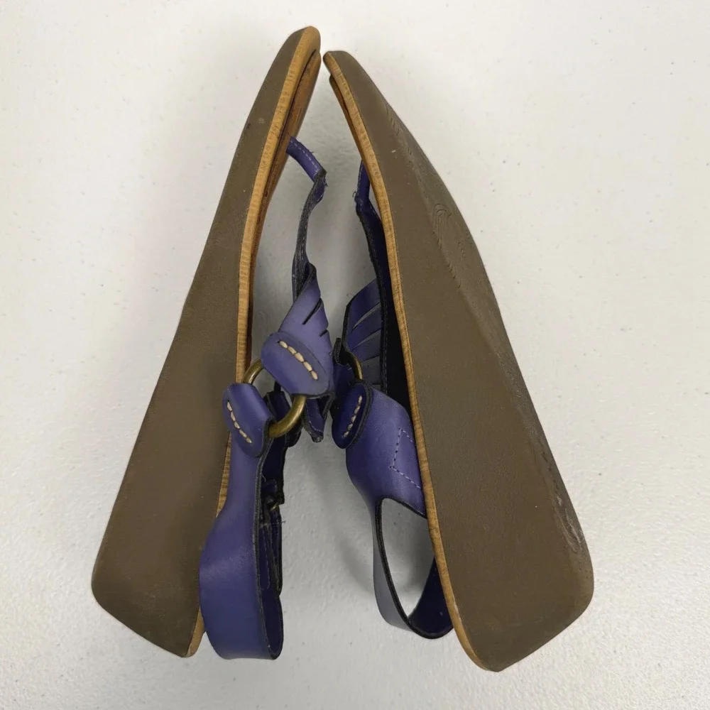 Clarks Women's Lagenlook Purple Laser Cut Wedge‎ Thong Sandals 7.5M 54461